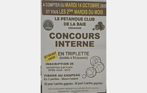 Concours Interne Pétanque Club de la Baie