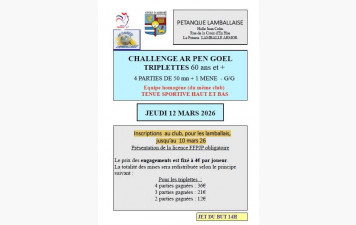 Liste des Equipes inscrites à Ar Pen Goël à Lamballe le Jeudi 12 mars 2026